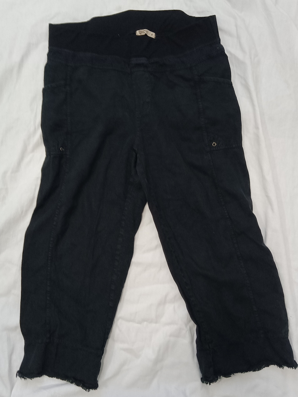 XCVI Black Cropped Tencel Blend Pull On Pants